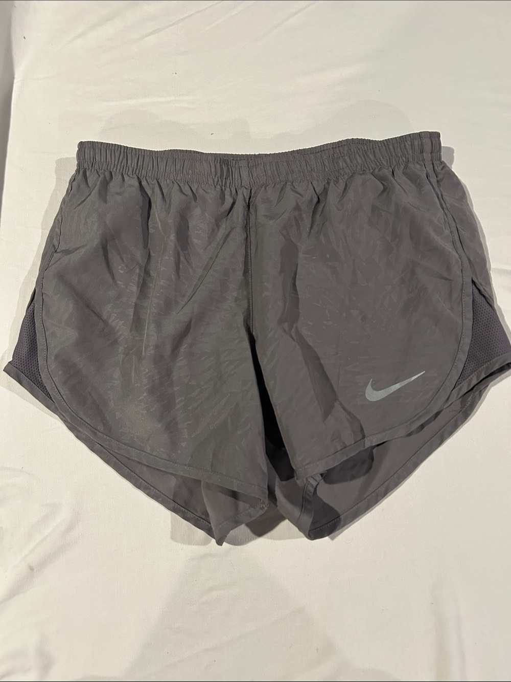 Nike Women's Charcoal Athletic Running Shorts with Reflective Swoosh